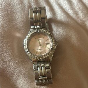 Guess Silver Watch with Crystal Accents